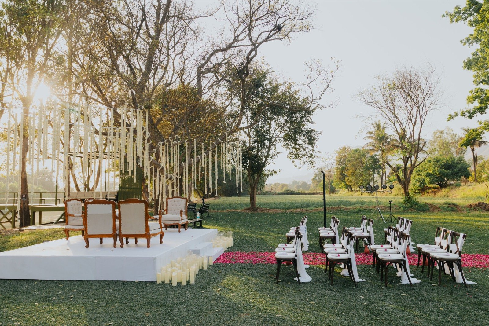 Wedding stage lit for the vows