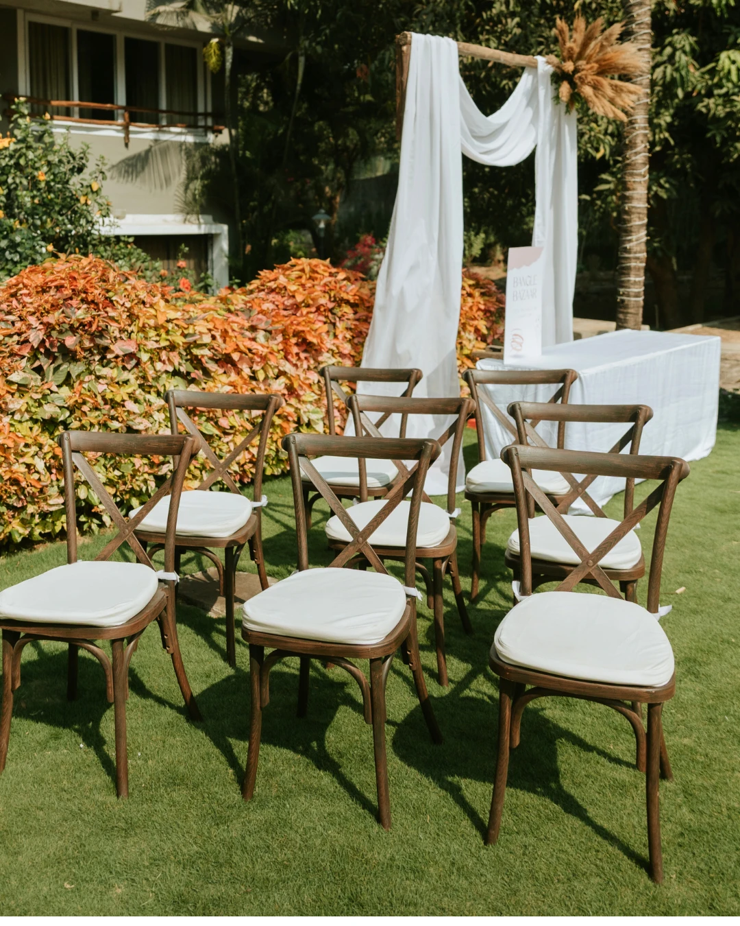 Crossback seating at the bangle bazaar — Gātha
