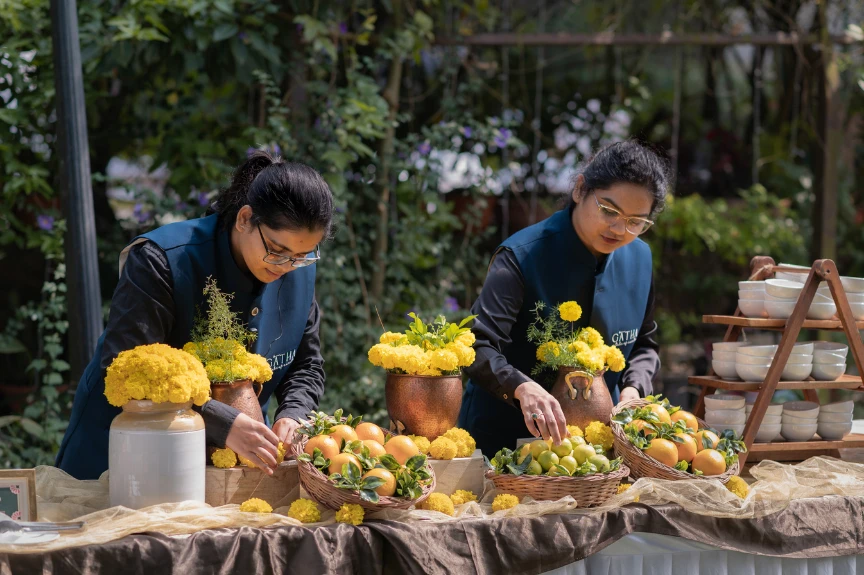 The team styling the fruit table